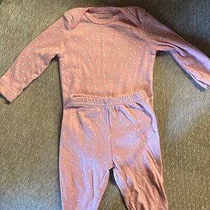 💜 3 for $10 Carter's Pink Polka Dot Kids Matching Set